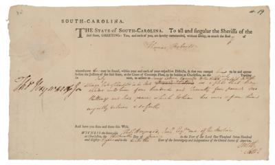 Lot #107 Thomas Heyward, Jr. Document Signed