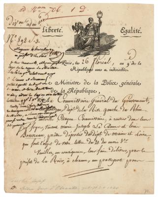 Lot #347 Joseph Fouche Document Signed - Image 1