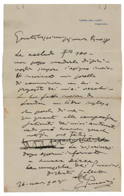 Lot #536 Giacomo Puccini Autograph Letter Signed - Image 1