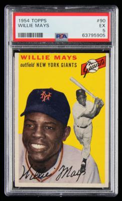 Lot #930 1954 Topps #90 Willie Mays PSA EX 5 Baseball Card - Image 1