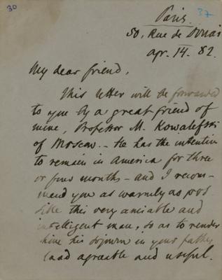 Lot #471 Ivan Turgenev Autograph Letter Signed - Image 1
