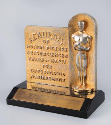 Lot #696 Academy Award Plaque: Set Decoration for An American in Paris (1951): Rare Academy Award for 