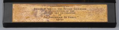 Lot #696 Academy Award Plaque: Set Decoration for An American in Paris (1951): Rare Academy Award for 