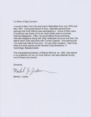 Lot #410 Andy Warhol Signed Postcard of 'Marilyn Monroe' - Image 2