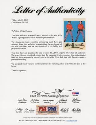 Lot #411 Andy Warhol Signed Postcard - Image 2