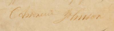 Lot #6 Andrew Johnson: In the immediate aftermath of Lincoln's assassination, President Johnson attends to his new duties by recognizing a Union soldier for 