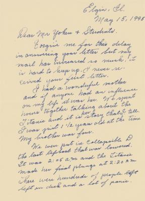 Lot #308 Titanic: Shuman, Eleanor: 