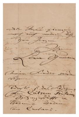 Lot #538 Clara Schumann: Schumann orders her watch and keys to be 