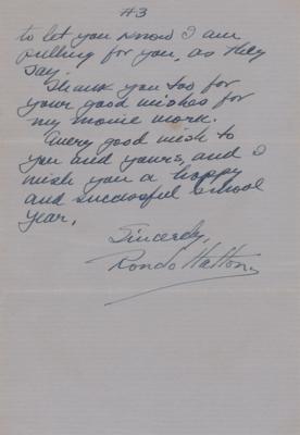 Lot #716 Rondo Hatton: Incredibly rare letter by the cult horror icon: 