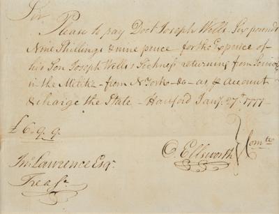 Lot #197 Oliver Ellsworth Document Signed - Image 2