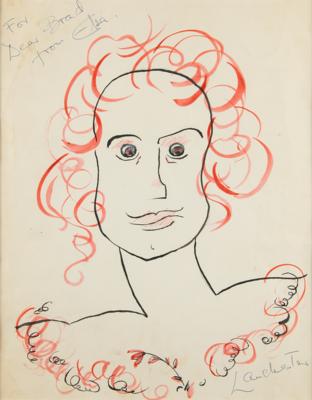 Lot #842 Elsa Lanchester Original Self-Portrait Artwork - Image 1