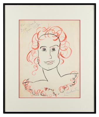 Lot #842 Elsa Lanchester Original Self-Portrait Artwork - Image 2