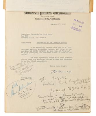 Lot #830 Boris Karloff Contract Package for 'Charlie Chan at the Opera' - Image 3