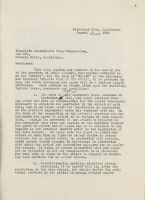 Lot #830 Boris Karloff Contract Package for 'Charlie Chan at the Opera' - Image 4