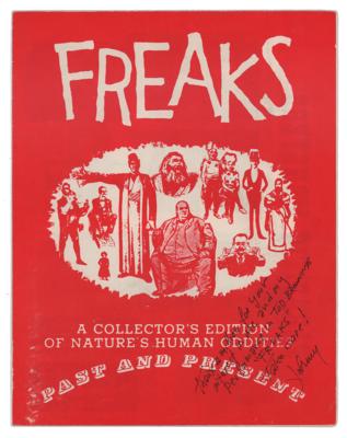 Lot #791 Johnny Eck Twice-Signed 'Freaks' Book Insert - Image 1