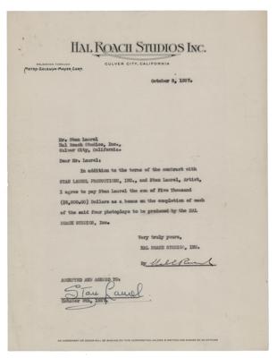 Lot #723 Laurel and Hardy (2) Documents Signed - Image 1