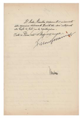 Lot #272 Benito Mussolini and Vittorio Emanuele III Document Signed - Image 1