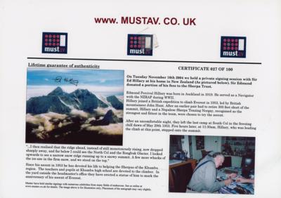 Lot #218 Edmund Hillary Signed Photograph - Image 2