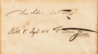 Lot #590 Johann Strauss I Autograph Quote Signed - Image 1