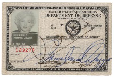 Lot #730 Marilyn Monroe: Fingerprinted ID card issued to 