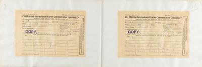 Lot #156 Titanic: Bruce Ismay: Rare Marconigram correspondence on the Titanic disaster from J. Bruce Ismay: 