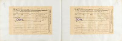 Lot #156 Titanic: Bruce Ismay: Rare Marconigram correspondence on the Titanic disaster from J. Bruce Ismay: 