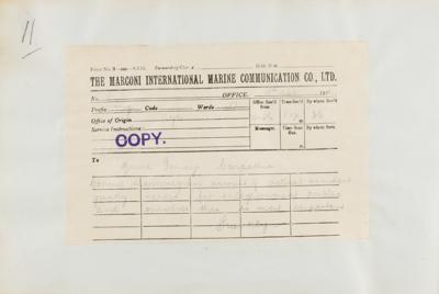 Lot #156 Titanic: Bruce Ismay: Rare Marconigram correspondence on the Titanic disaster from J. Bruce Ismay: 