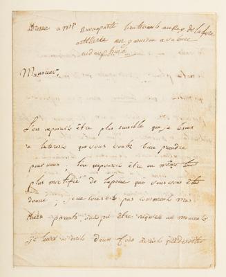 Lot #328 Napoleon: Exceedingly rare, early letter by the 16-year-old 