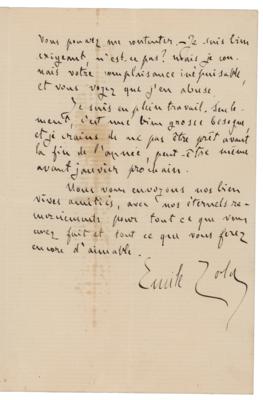 Lot #472 Emile Zola Autograph Letter Signed - Image 2