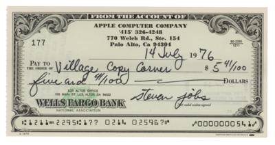 Lot #5008 Steve Jobs Signed 1976 Apple Computer Check - Image 3