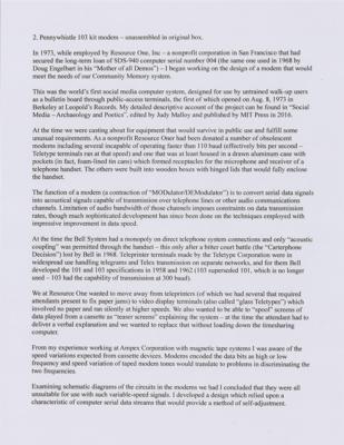 Lot #5000 Lee Felsenstein's Pennywhistle 103 Modem Kit - Image 12