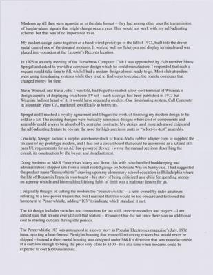 Lot #5000 Lee Felsenstein's Pennywhistle 103 Modem Kit - Image 13