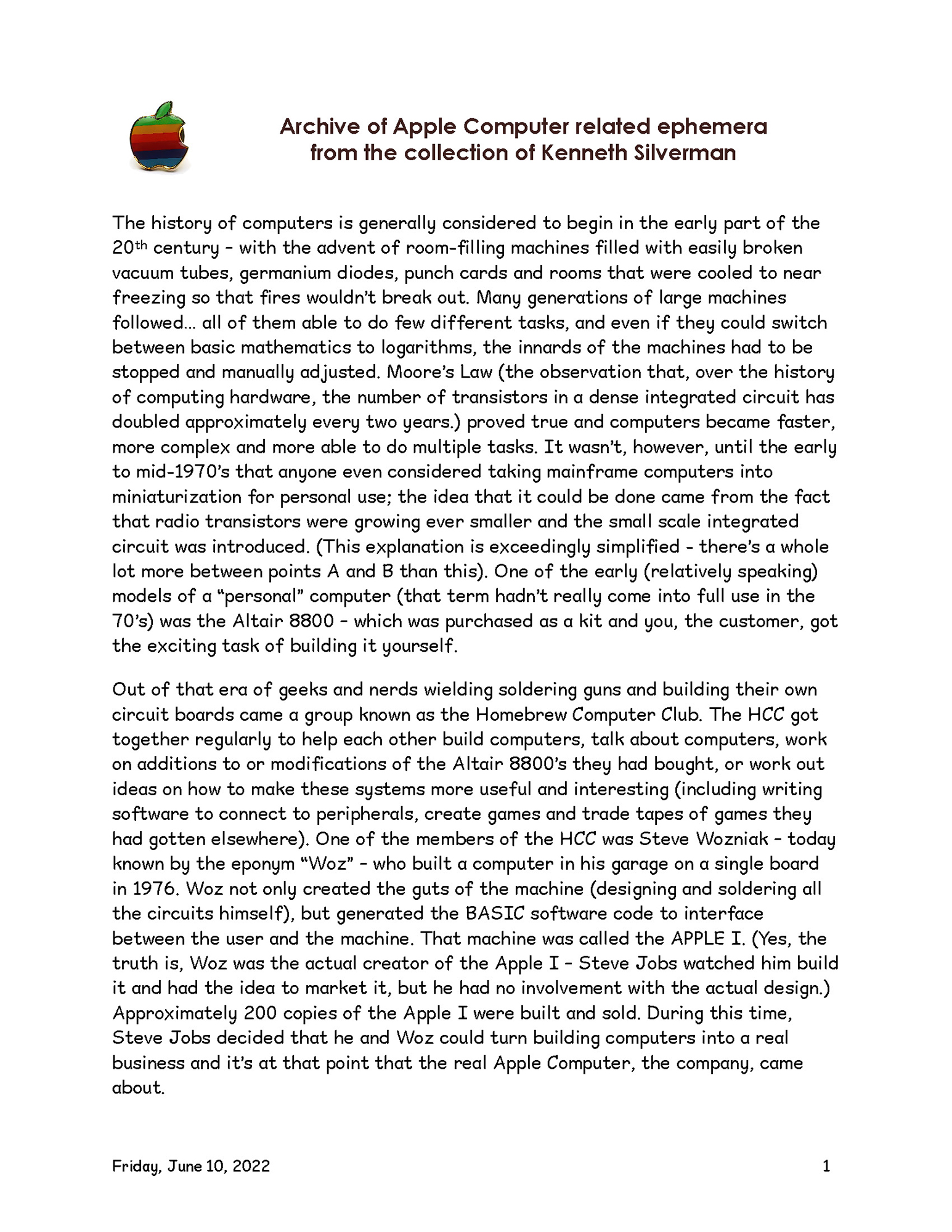 Lot #5074 Steve Wozniak's Apple Rainbow Glasses - Image 4