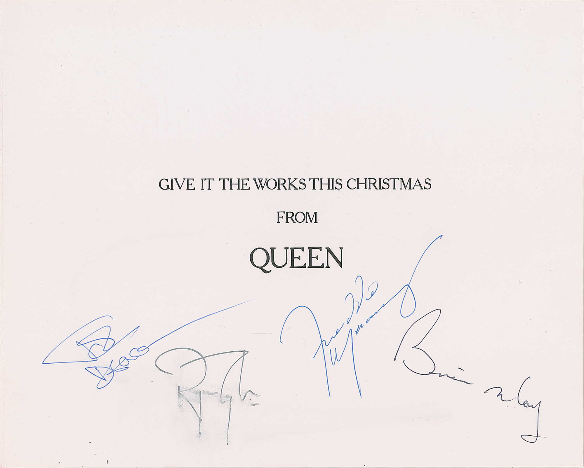 次世代クイーンThe Struts Young & Dangerous直筆サイン Queen Signed 1984 Christmas Card | RR Auction