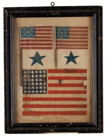 Lot #83 American Parade Flags (3) and Stars (2) Display (Mid-to-Late 19th-Century) Group Lot - Image 1