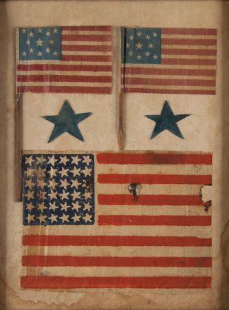 Lot #83 American Parade Flags (3) and Stars (2) Display (Mid-to-Late 19th-Century) Group Lot - Image 2