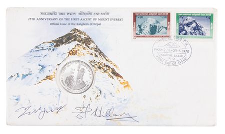 Lot #164 Edmund Hillary and Tenzing Norgay Signed Commemorative Cover - Image 1
