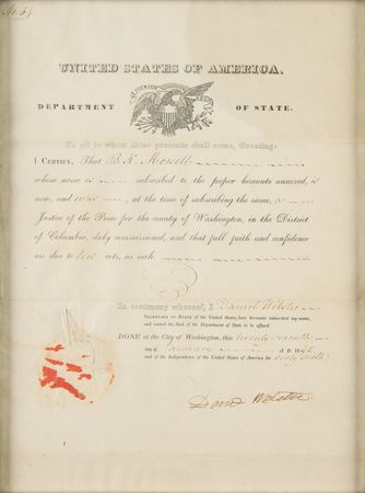 Lot #217 Daniel Webster Document Signed - Image 1