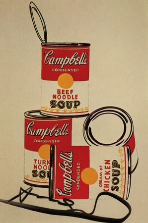 Lot #310 Andy Warhol Signed Postcard of '4 Campbell's Soup Cans' - Image 1