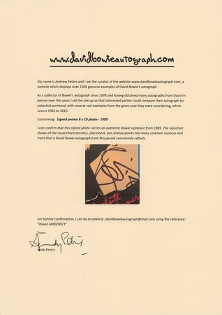 Lot #467 David Bowie Signed Photograph - Image 2