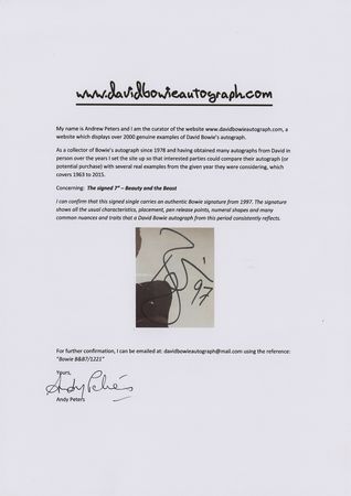 Lot #468 David Bowie Signed 45 RPM Record Sleeve - Image 2