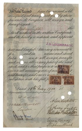 Lot #189 J. Pierpont Morgan Signed Stock Certificate - Image 2