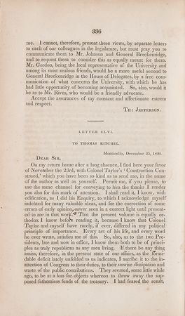 Lot #3 The Writings of Thomas Jefferson: Edited by Thomas Jefferson Randolph (1829) - Image 4