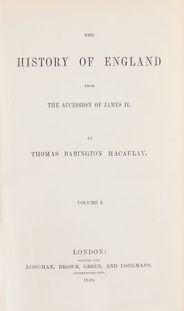 Lot #122 Thomas Babington Macaulay: The History of England from the Accession of James II (1849-1861) - Image 2