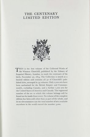 Lot #120 The Collected Works of Sir Winston Churchill, Centenary Limited Edition, 34-Volume Set (1973) - Image 5