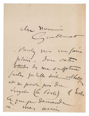 Lot #309 Auguste Rodin Autograph Letter Signed - Image 1