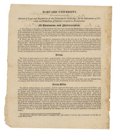 Lot #111 Harvard University: Josiah Quincy III Signed 'Laws and Regulations' Admission Document  - Image 1
