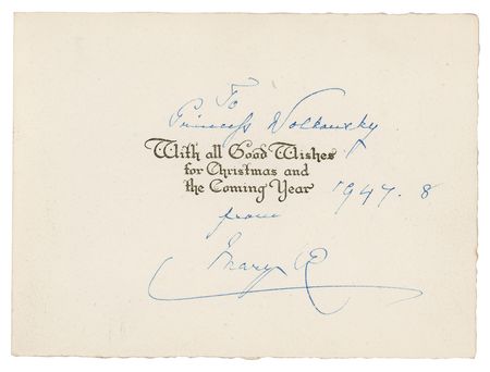Lot #198 Queen Mary of Teck Signed Christmas Card (1947) - Image 1