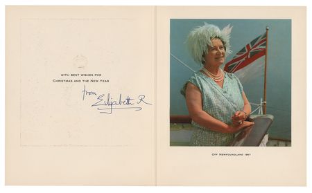Lot #158 Elizabeth, Queen Mother Signed Christmas Card (1967) - Image 1