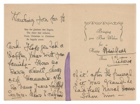 Lot #196 Princess Victoria Signed Christmas Card with Handwritten Note - Image 1